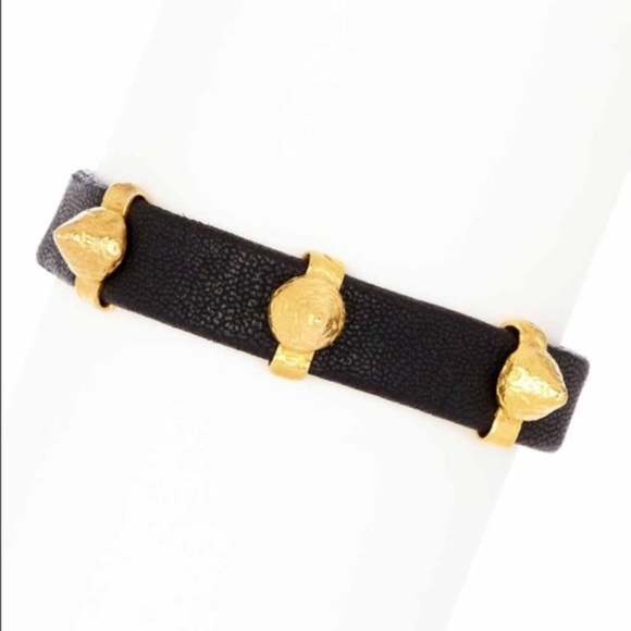 Bansri Black Faux Leather Cone Studded Cuff - Picture 3 of 7